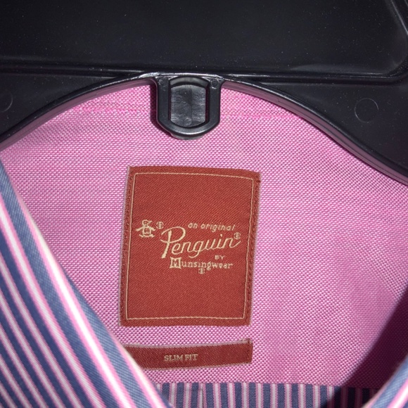 Original Penguin striped button down shirt Sz 15 1/2 x 32/33 contrast trim - Picture 6 of 9